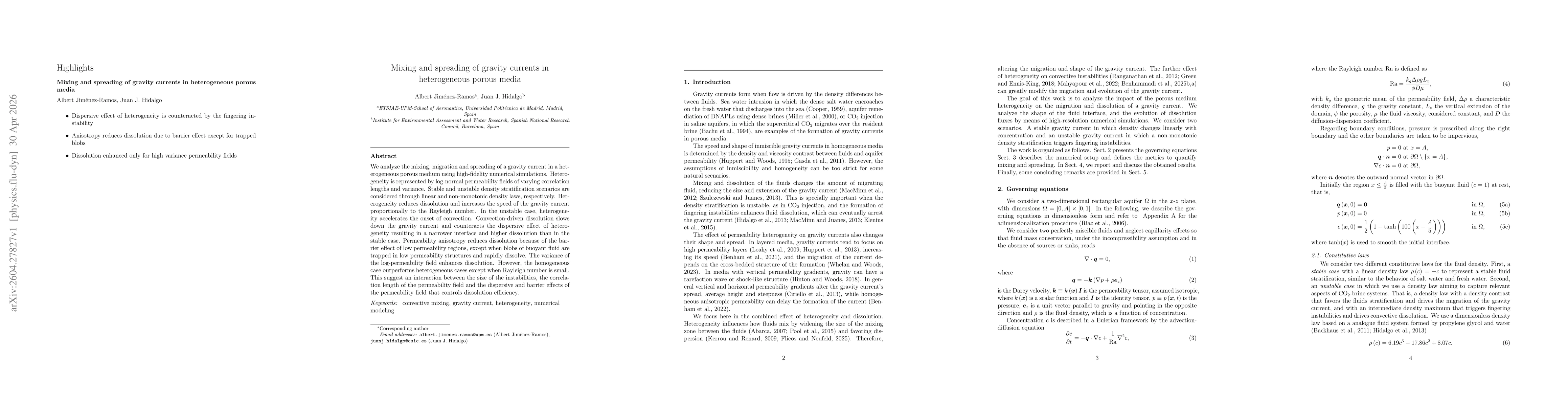 Thumbnail for Mixing and spreading of gravity currents in heterogeneous porous media