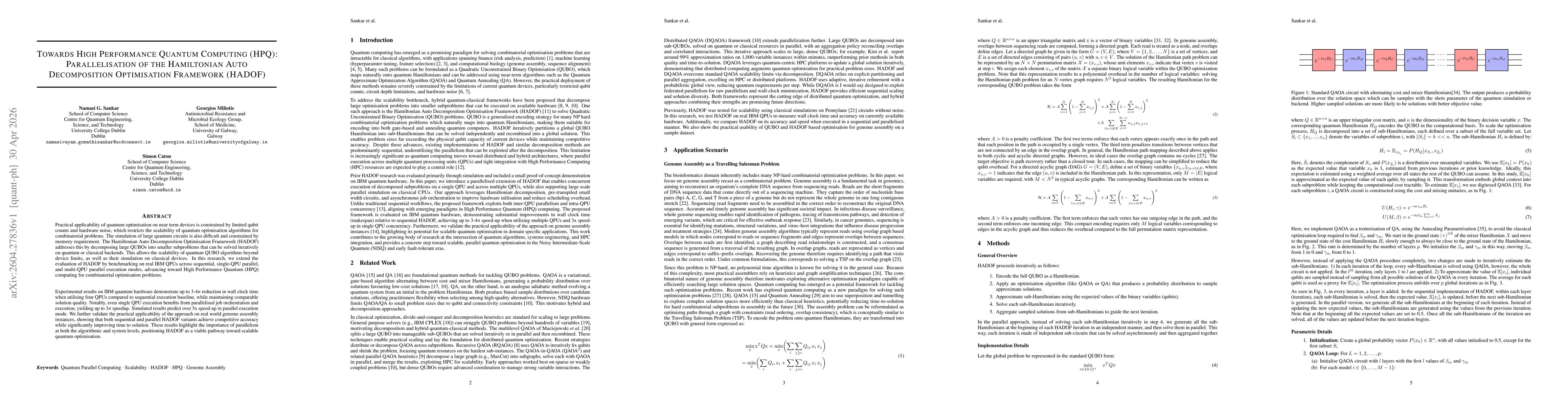 Thumbnail for Towards High Performance Quantum Computing (HPQ): Parallelisation of the Hamiltonian Auto Decomposition Optimisation Framework (HADOF)