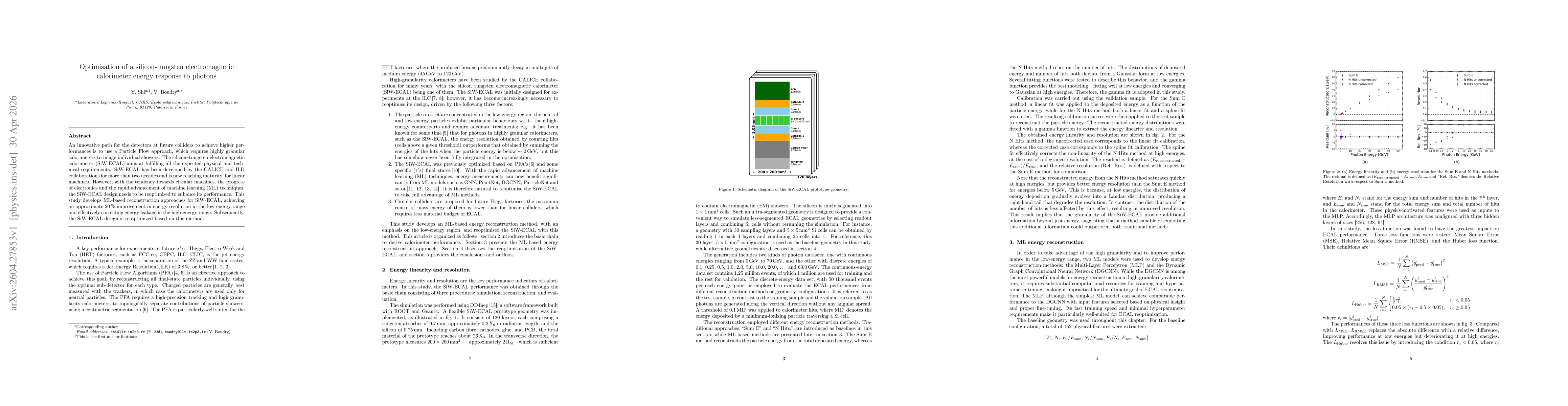 Thumbnail for Optimisation of a silicon-tungsten electromagnetic calorimeter energy response to photons