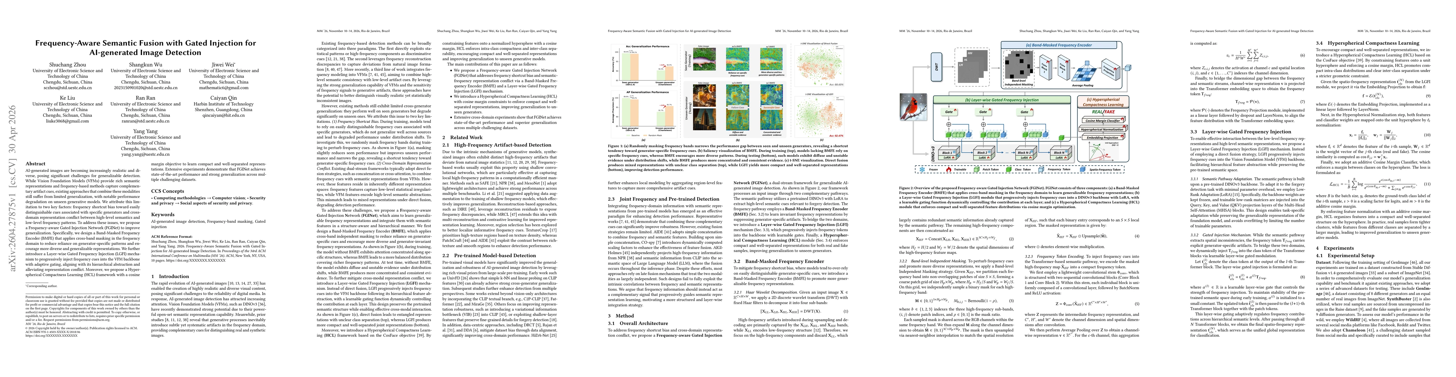 Thumbnail for Frequency-Aware Semantic Fusion with Gated Injection for AI-generated Image Detection