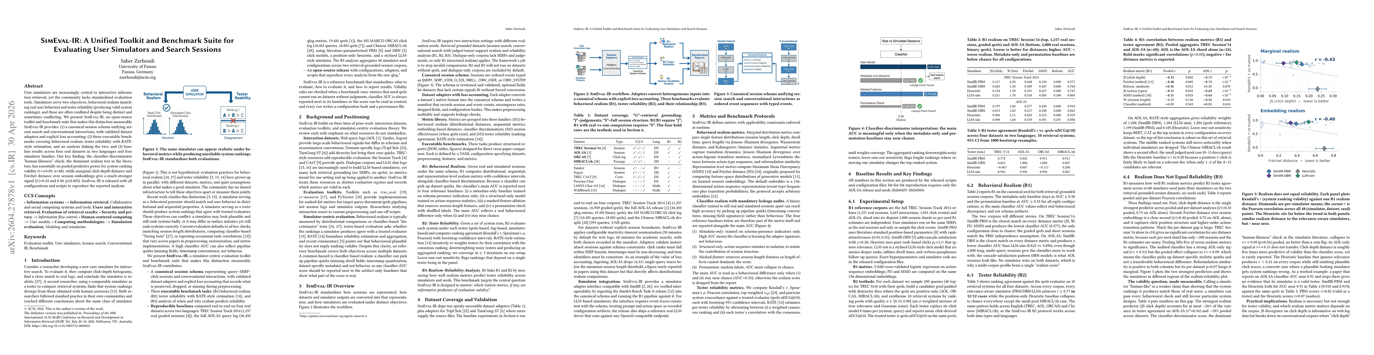 Thumbnail for SimEval-IR: A Unified Toolkit and Benchmark Suite for Evaluating User Simulators and Search Sessions
