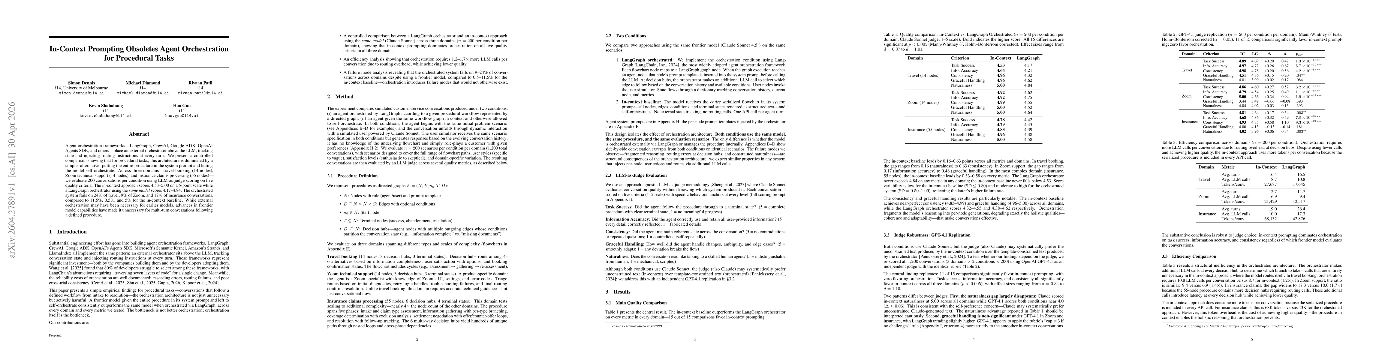 Thumbnail for In-Context Prompting Obsoletes Agent Orchestration for Procedural Tasks
