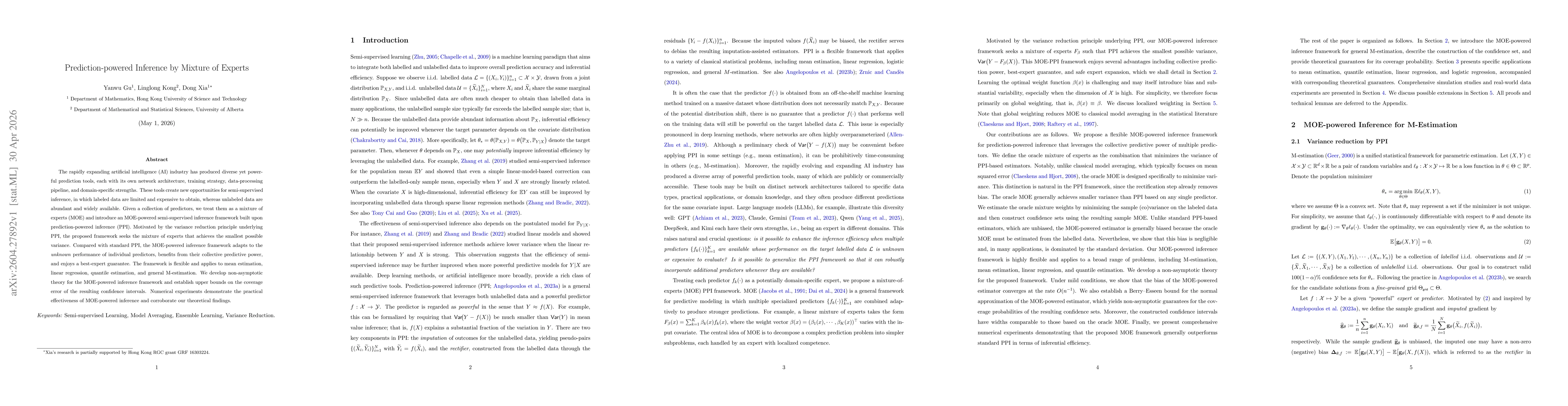 Thumbnail for Prediction-powered Inference by Mixture of Experts