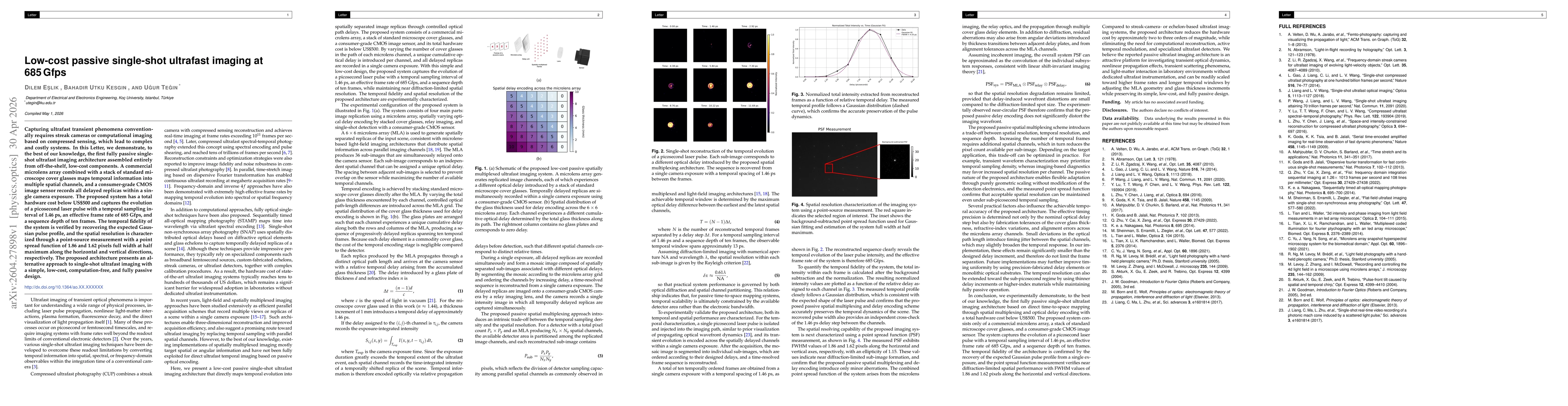 Thumbnail for Low-cost passive single-shot ultrafast imaging at 685 Gfps