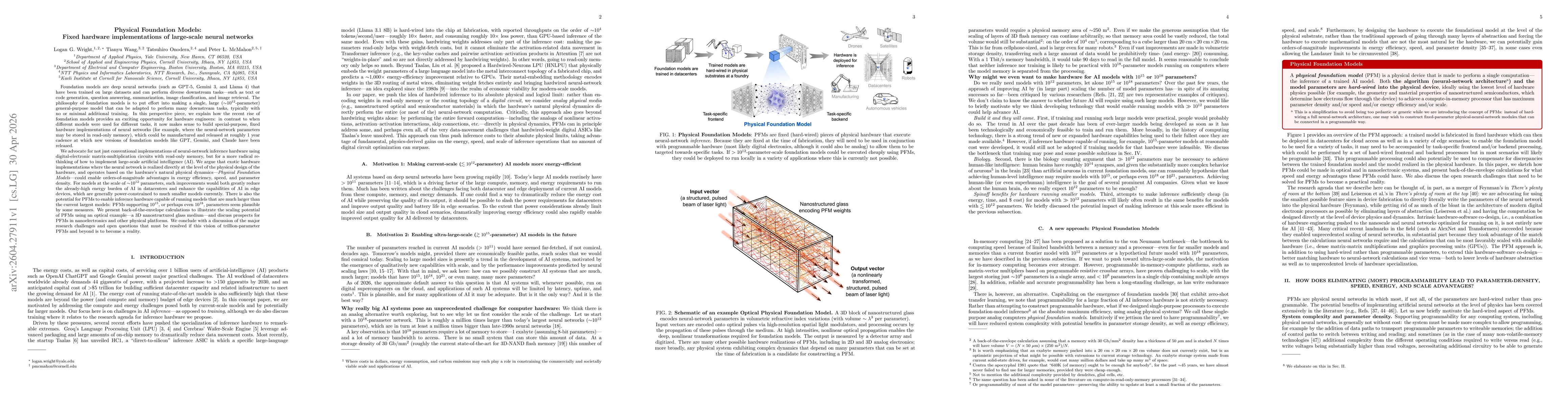 Thumbnail for Physical Foundation Models: Fixed hardware implementations of large-scale neural networks