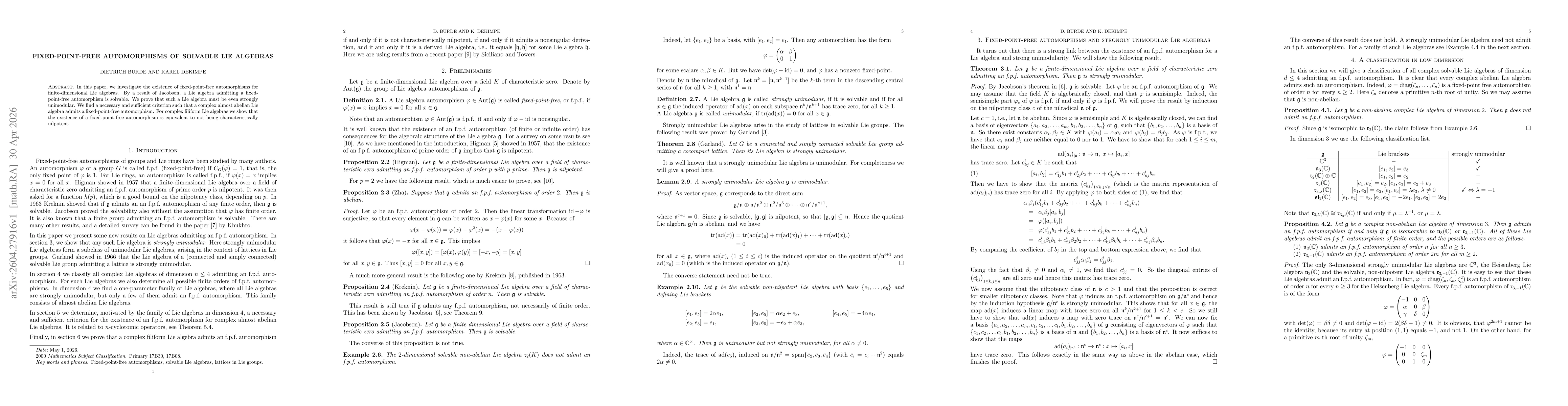 Thumbnail for Fixed-point-free automorphisms of solvable Lie algebras