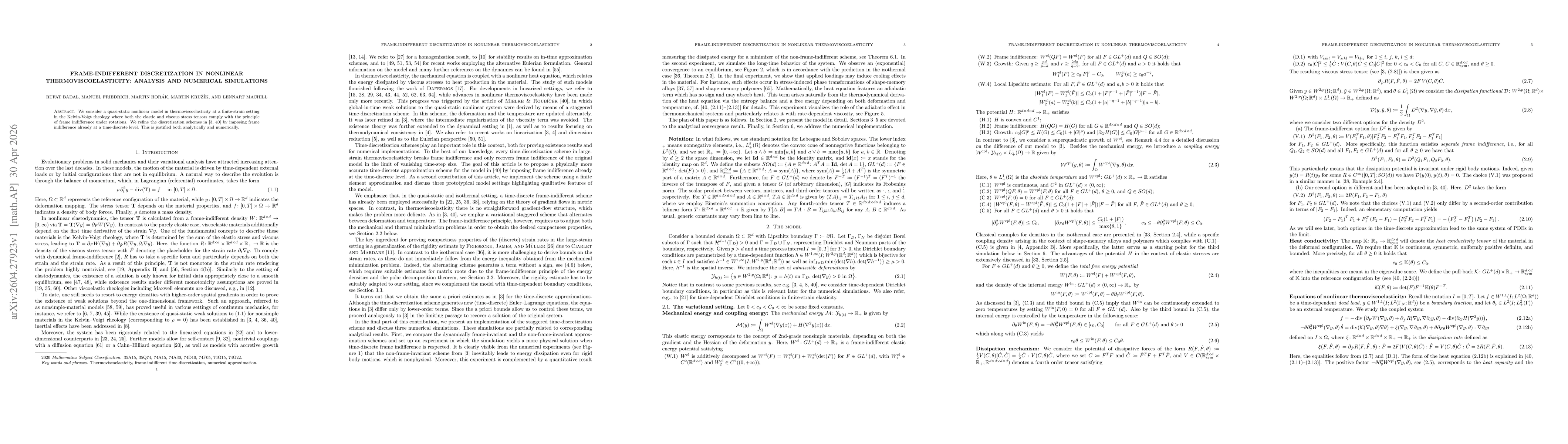 Thumbnail for Frame-indifferent discretization in nonlinear thermoviscoelasticity: Analysis and numerical simulations
