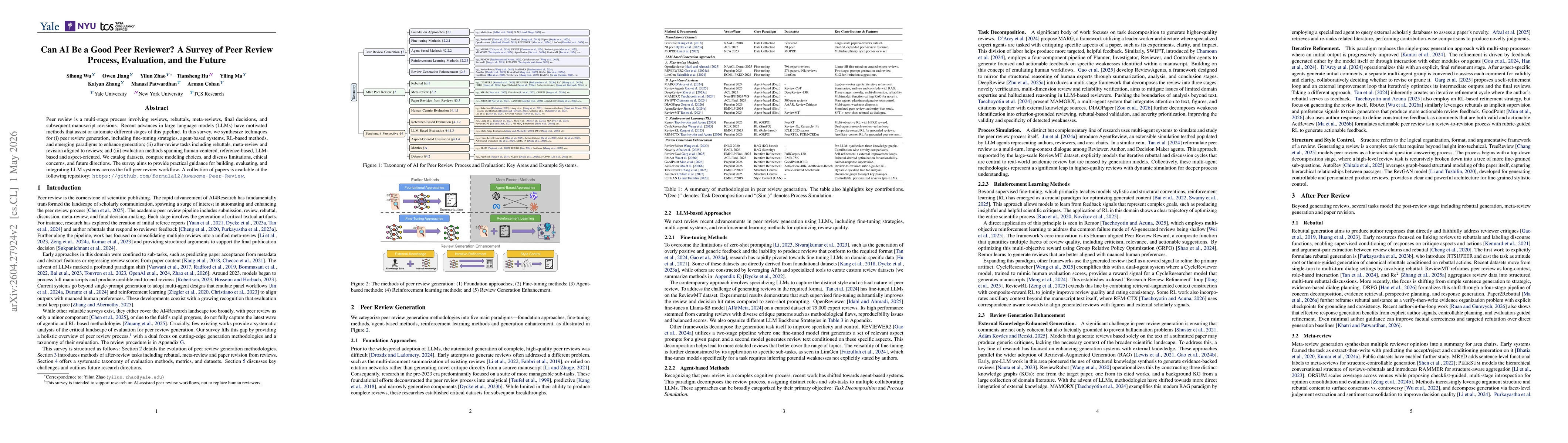 Thumbnail for Can AI Be a Good Peer Reviewer? A Survey of Peer Review Process, Evaluation, and the Future