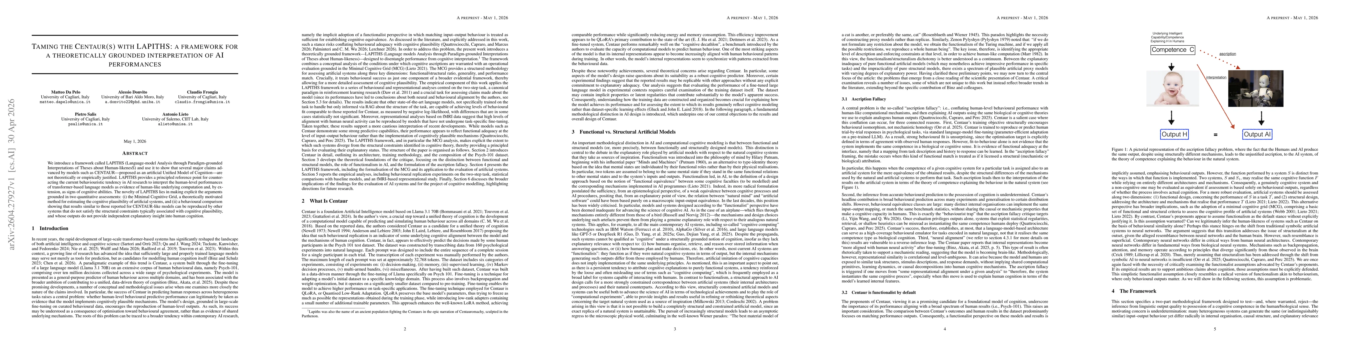 Thumbnail for Taming the Centaur(s) with LAPITHS: a framework for a theoretically grounded interpretation of AI performances