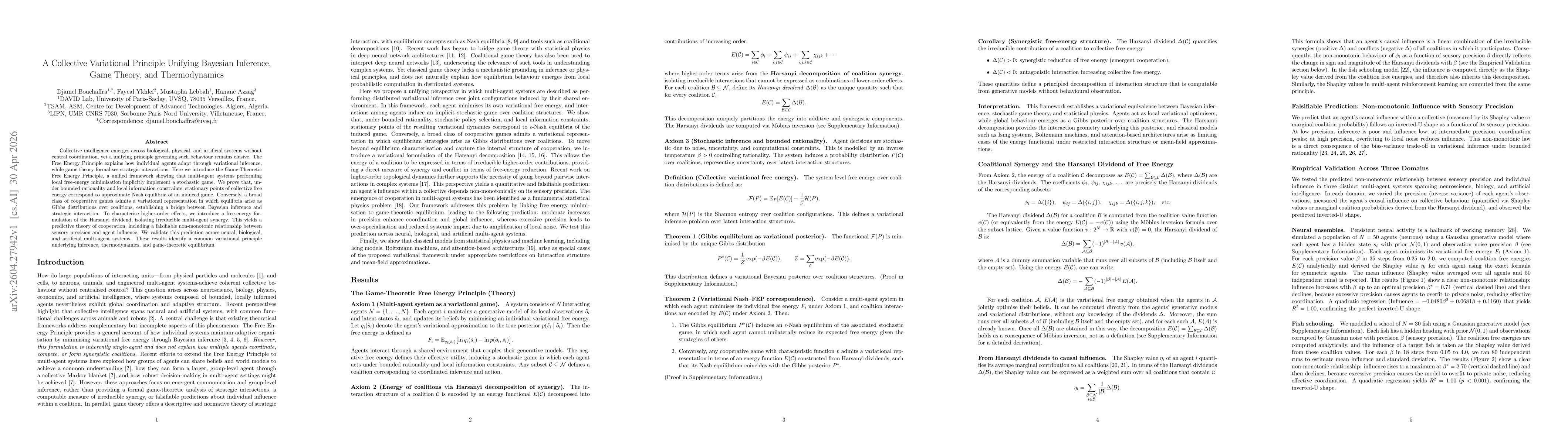 Thumbnail for A Collective Variational Principle Unifying Bayesian Inference, Game Theory, and Thermodynamics