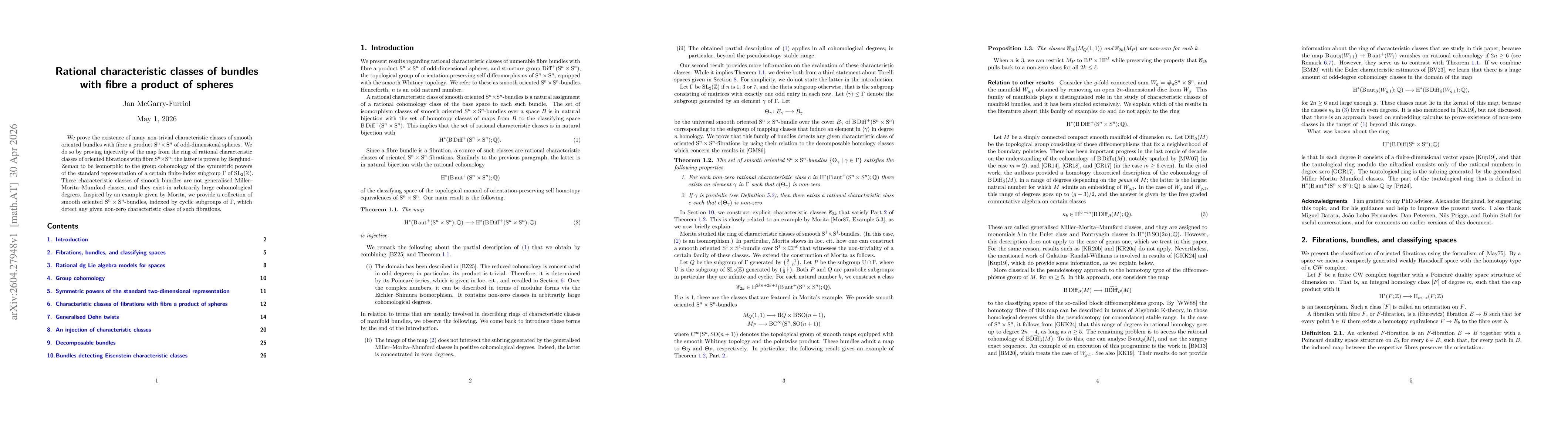 Thumbnail for Rational characteristic classes of bundles with fibre a product of spheres