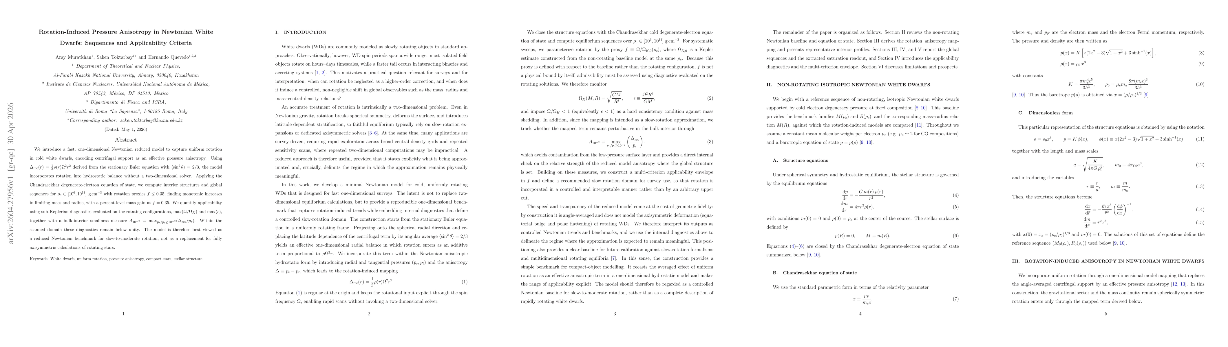 Thumbnail for Rotation-Induced Pressure Anisotropy in Newtonian White Dwarfs: Sequences and Applicability Criteria