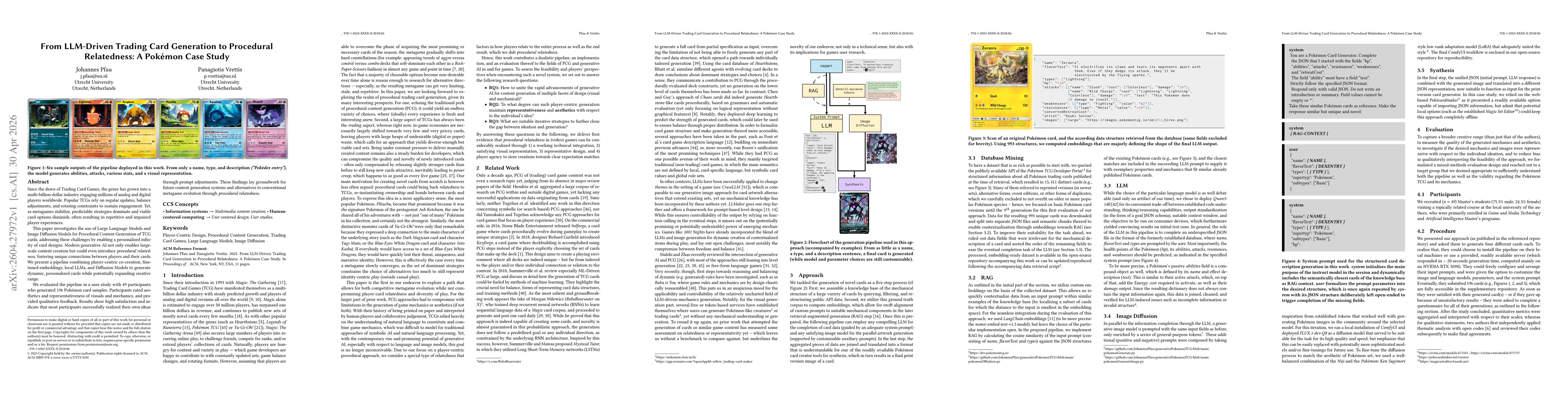 Thumbnail for From LLM-Driven Trading Card Generation to Procedural Relatedness: A Pokémon Case Study