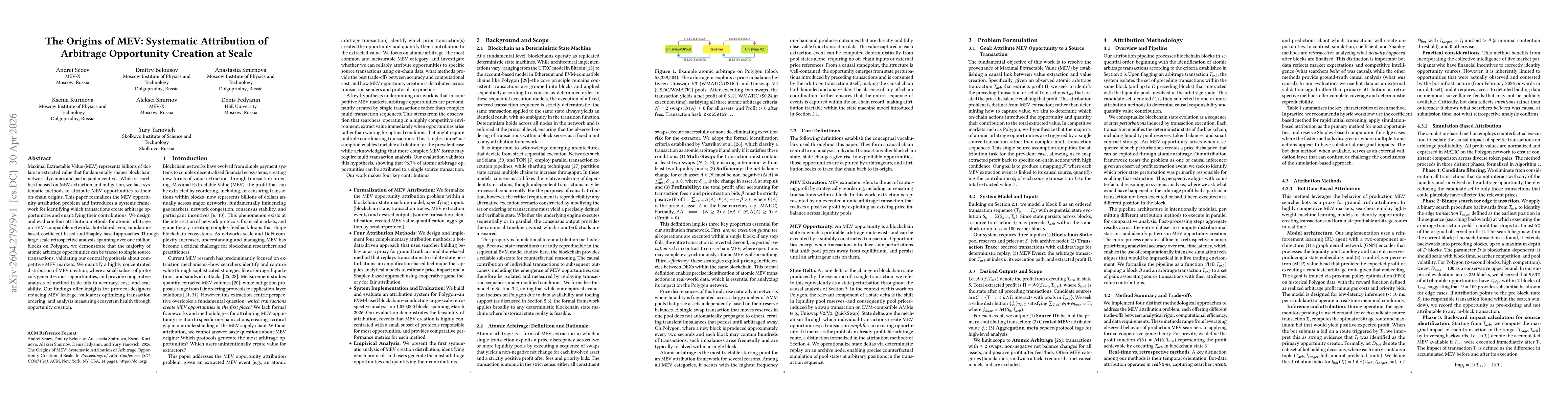 Thumbnail for The Origins of MEV: Systematic Attribution of Arbitrage Opportunity Creation at Scale