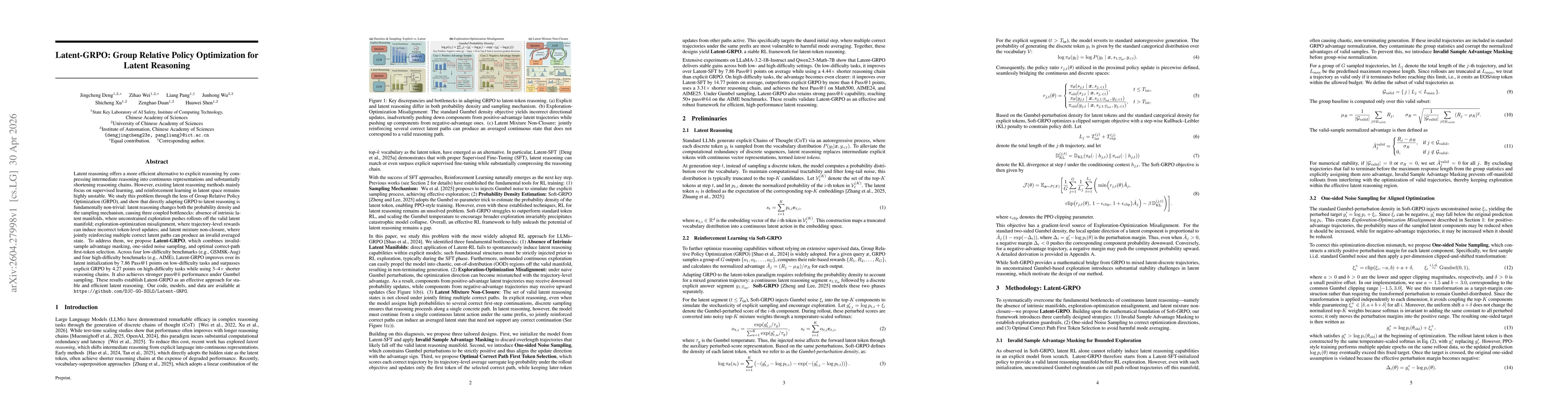 Thumbnail for Latent-GRPO: Group Relative Policy Optimization for Latent Reasoning