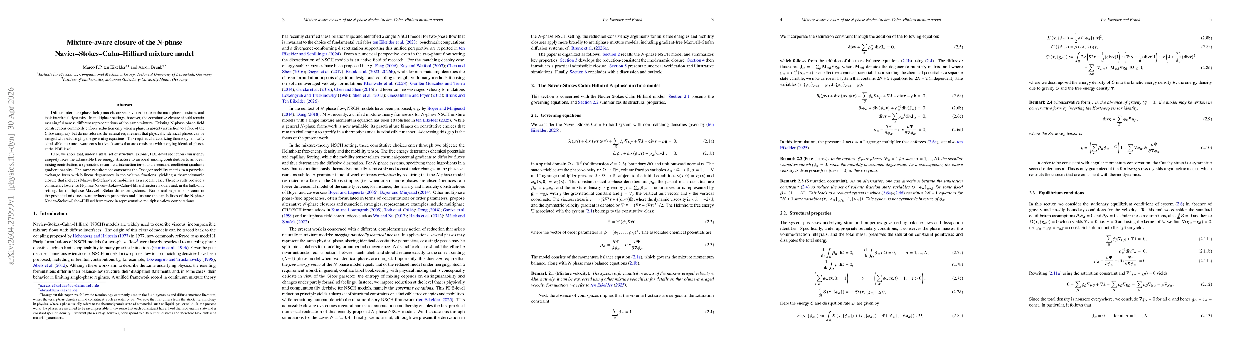 Thumbnail for Mixture-aware closure of the N-phase Navier--Stokes--Cahn--Hilliard mixture model