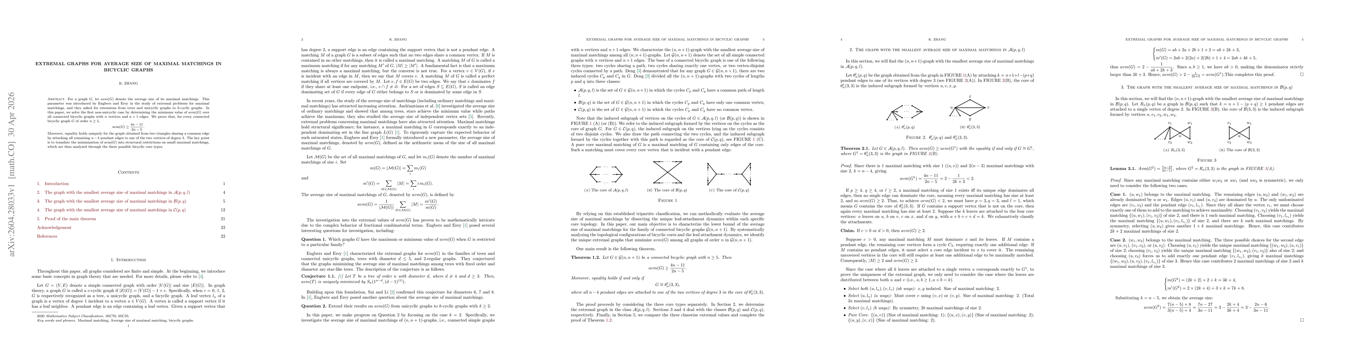 Thumbnail for Extremal graphs for average size of maximal matchings in bicyclic graphs