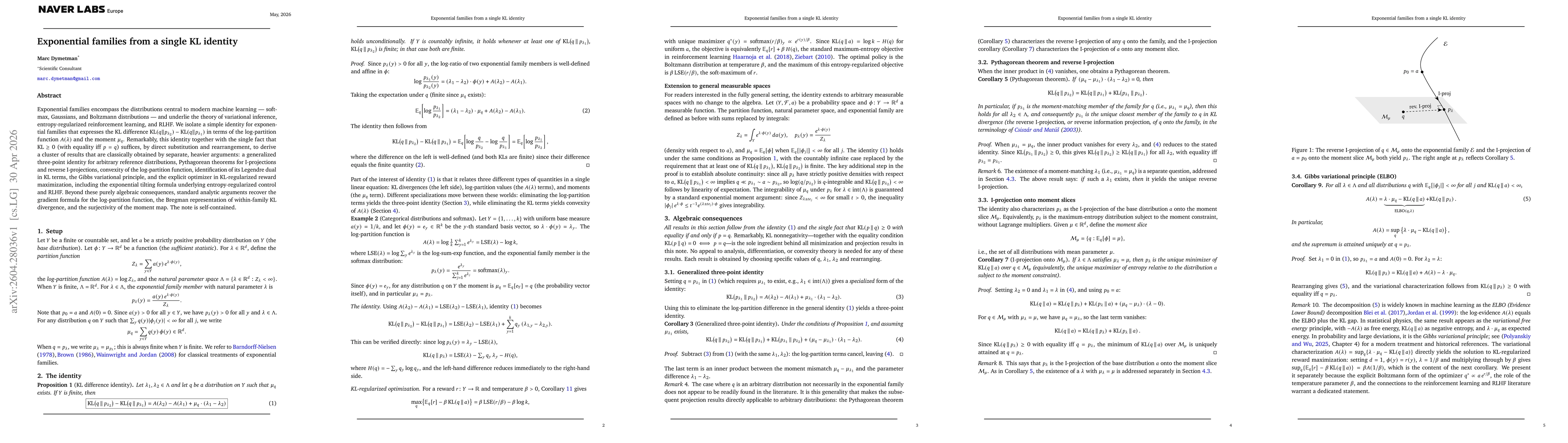 Thumbnail for Exponential families from a single KL identity