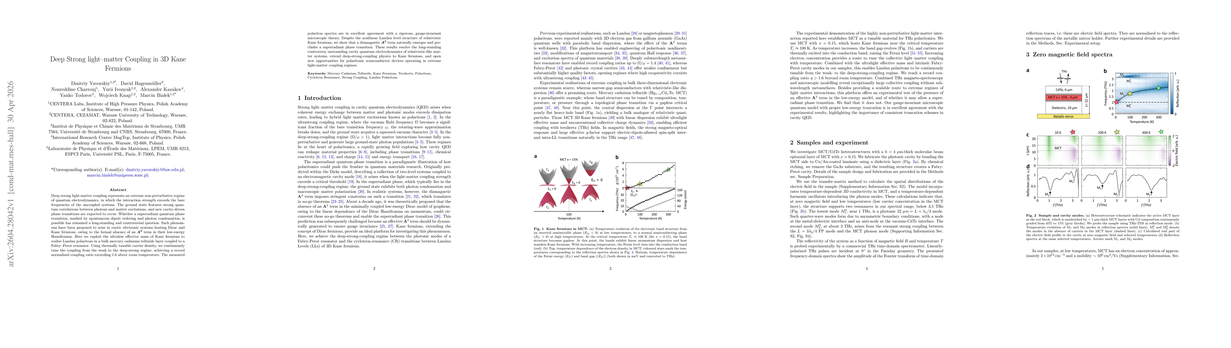 Thumbnail for Deep Strong light-matter Coupling in 3D Kane Fermions