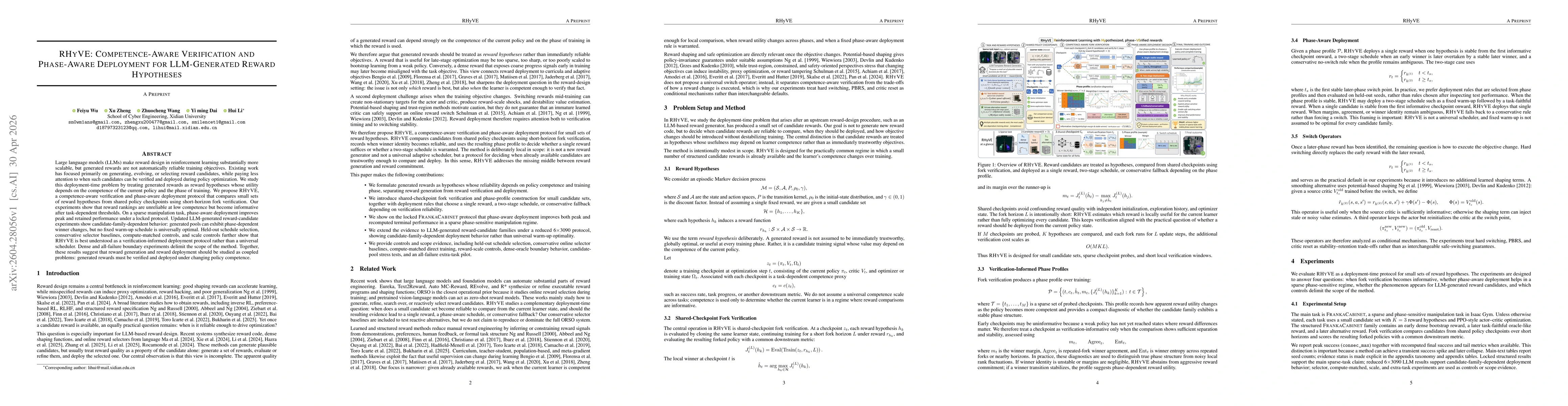 Thumbnail for RHyVE: Competence-Aware Verification and Phase-Aware Deployment for LLM-Generated Reward Hypotheses