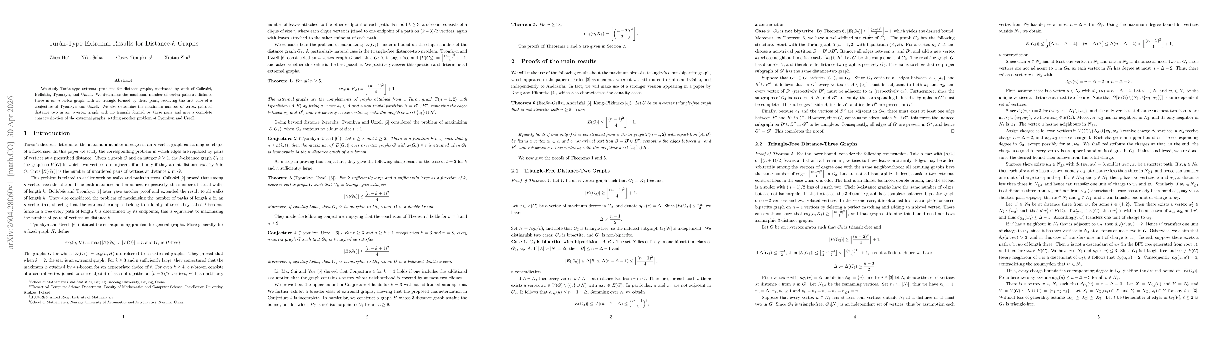 Thumbnail for Turán-Type Extremal Results for Distance-$k$ Graphs