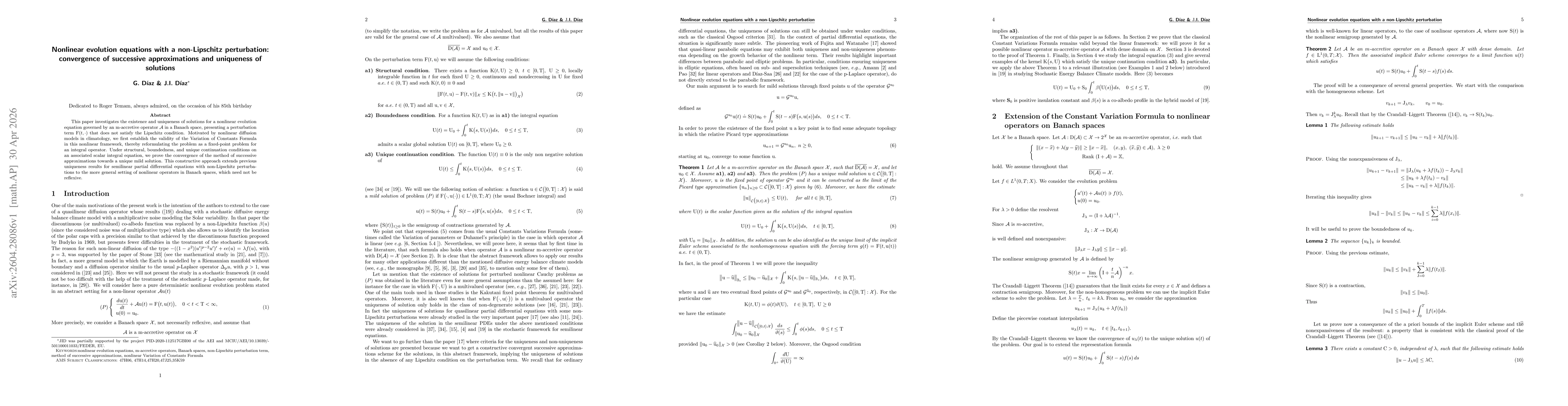 Thumbnail for Nonlinear evolution equations with a non-Lipschitz perturbation: convergence of successive approximations and uniqueness of solutions