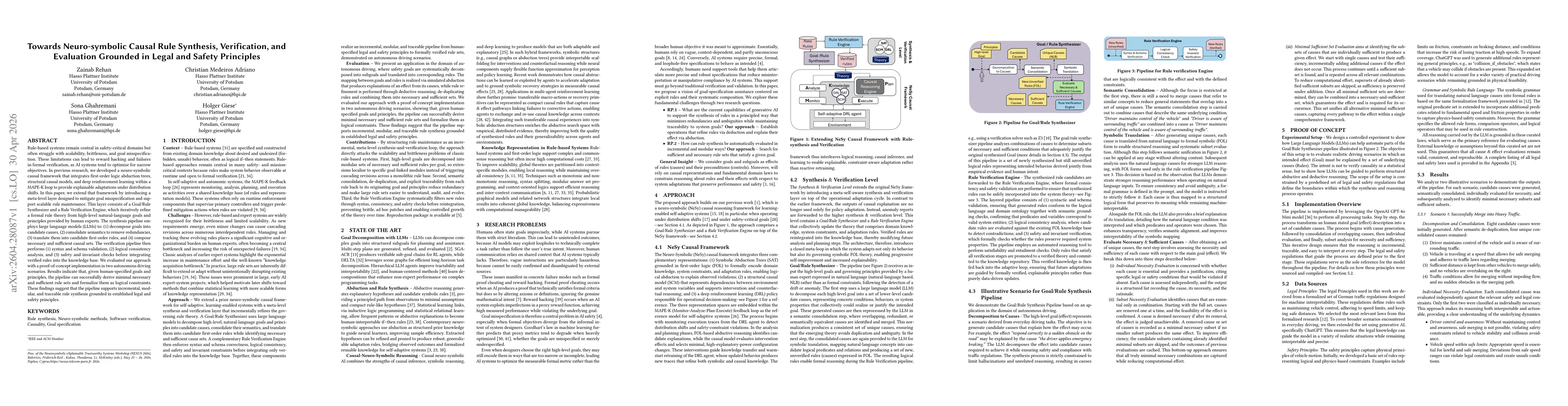 Thumbnail for Towards Neuro-symbolic Causal Rule Synthesis, Verification, and Evaluation Grounded in Legal and Safety Principles