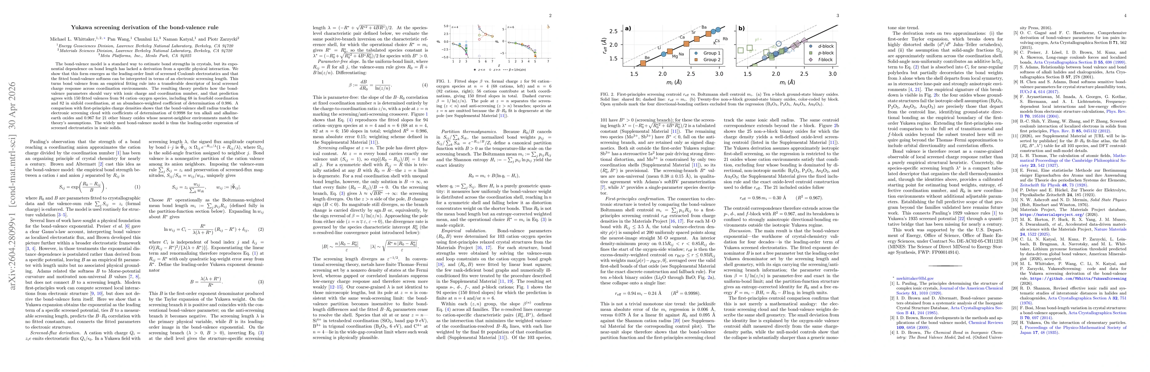 Thumbnail for Yukawa screening derivation of the bond-valence rule