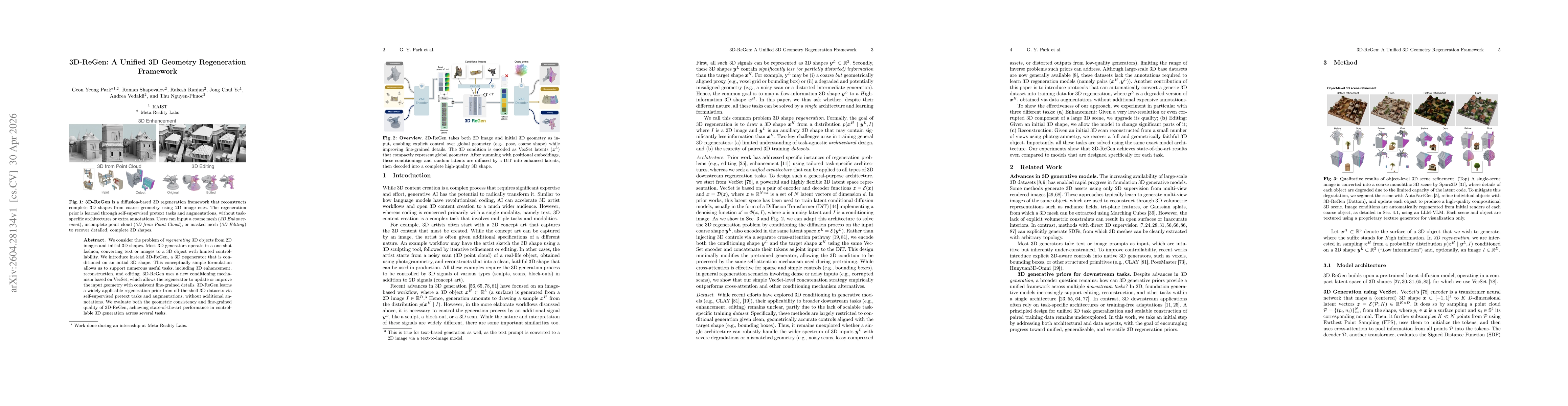 Thumbnail for 3D-ReGen: A Unified 3D Geometry Regeneration Framework