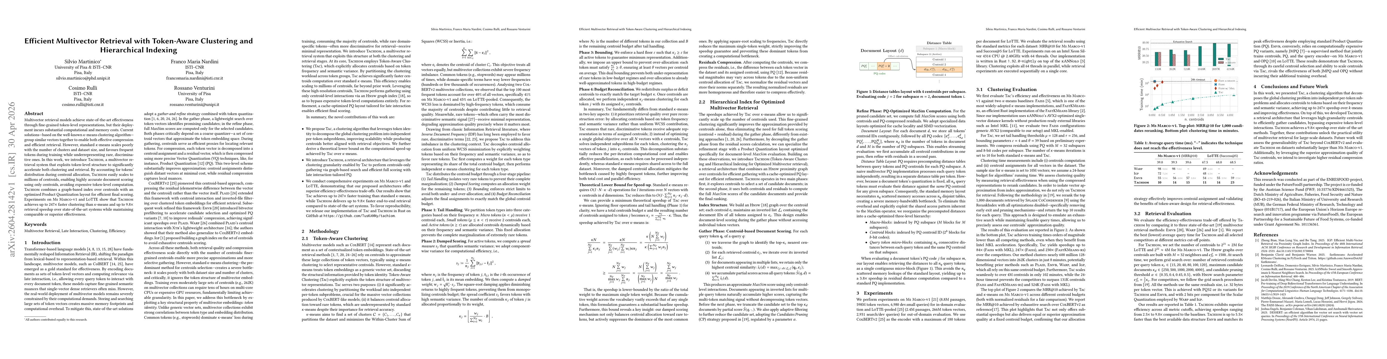 Thumbnail for Efficient Multivector Retrieval with Token-Aware Clustering and Hierarchical Indexing