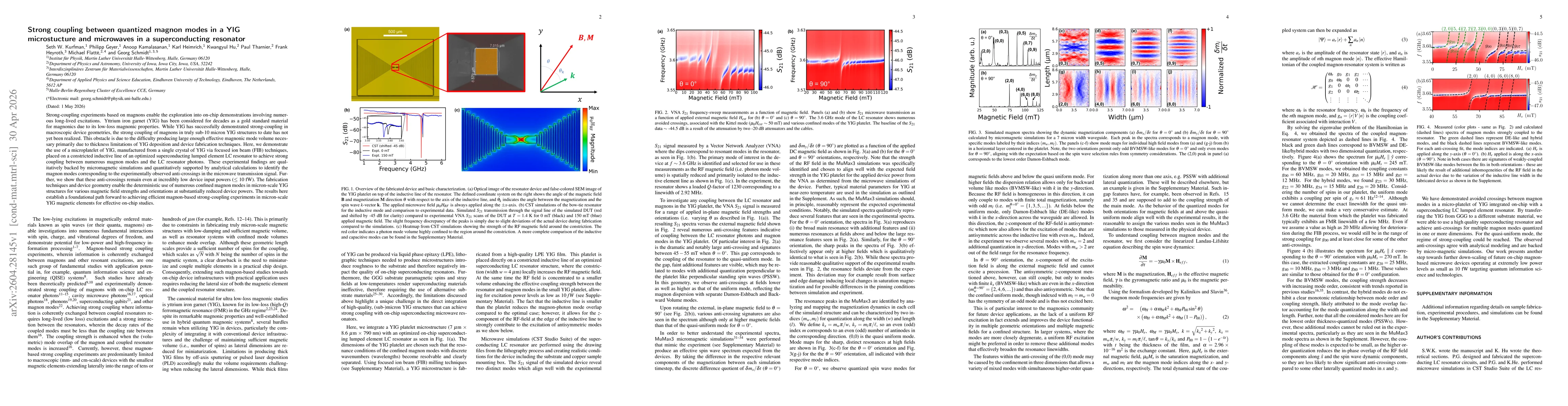 Thumbnail for Strong coupling between quantized magnon modes in a YIG microstucture and microwaves in a superconducting resonator