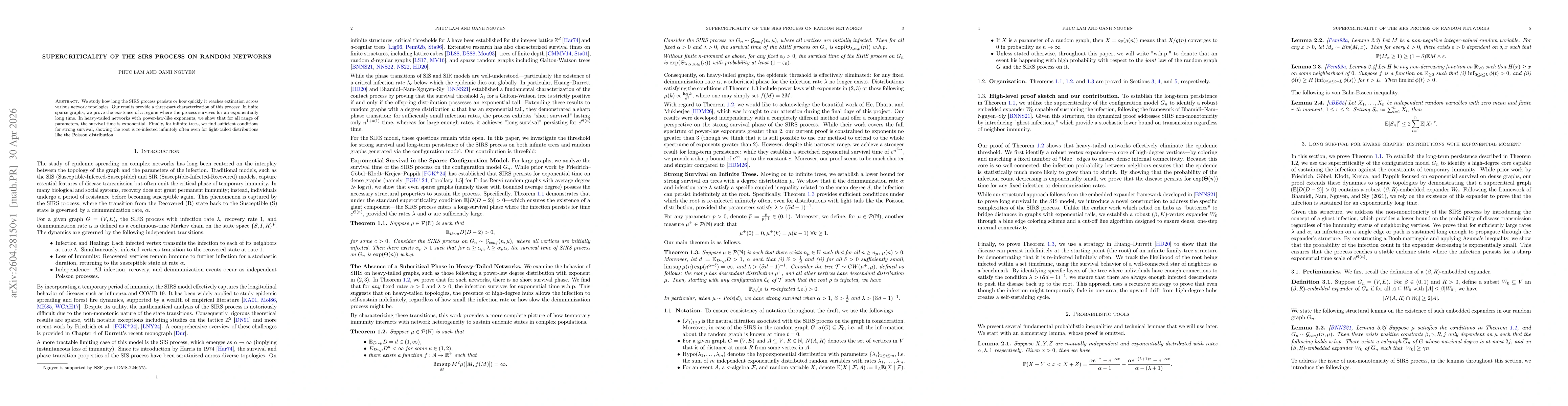 Thumbnail for Supercriticality of the SIRS on random networks
