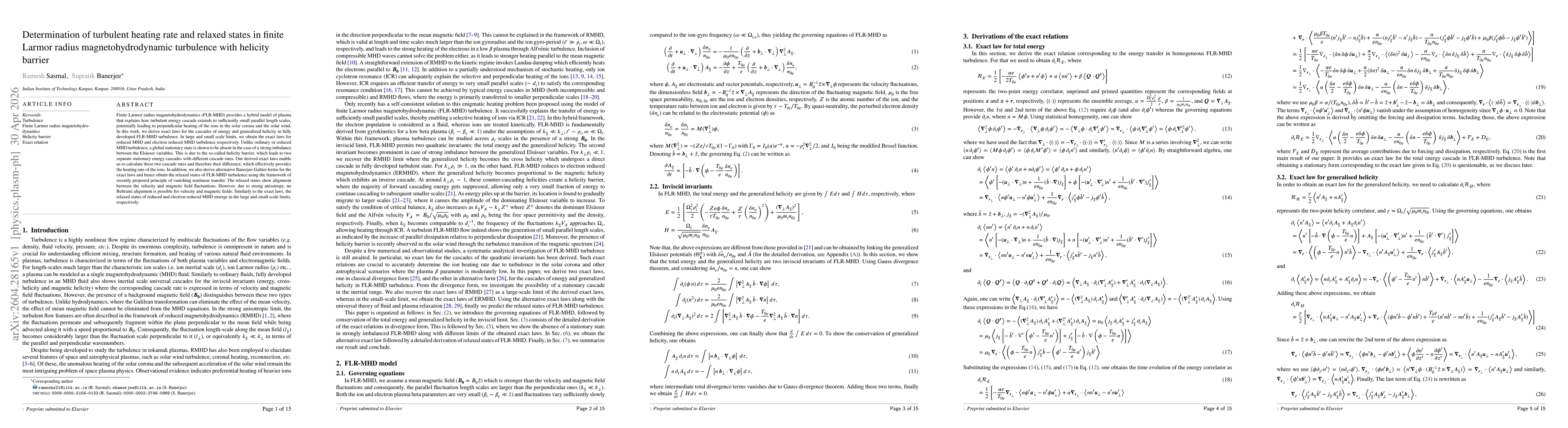Thumbnail for Determination of turbulent heating rate and relaxed states in finite Larmor radius magnetohydrodynamic turbulence with helicity barrier