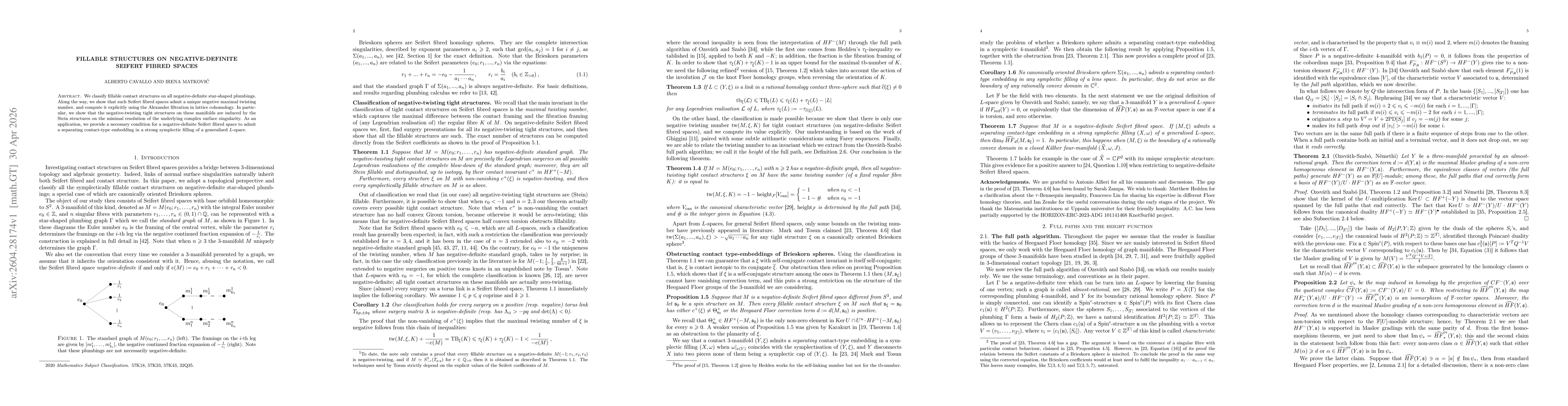 Thumbnail for Fillable structures on negative-definite Seifert fibred spaces