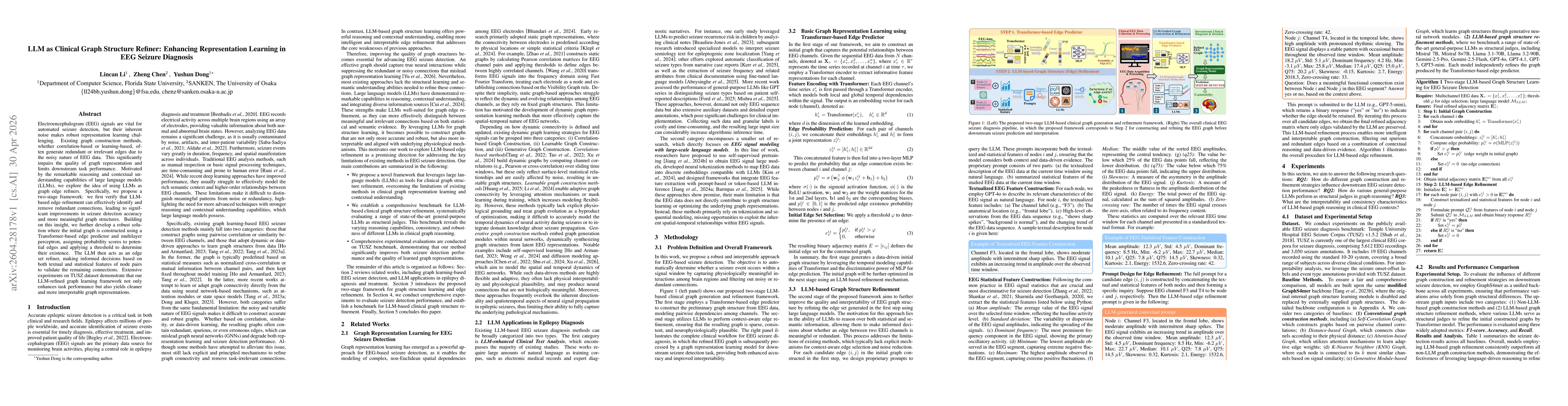 Thumbnail for LLM as Clinical Graph Structure Refiner: Enhancing Representation Learning in EEG Seizure Diagnosis