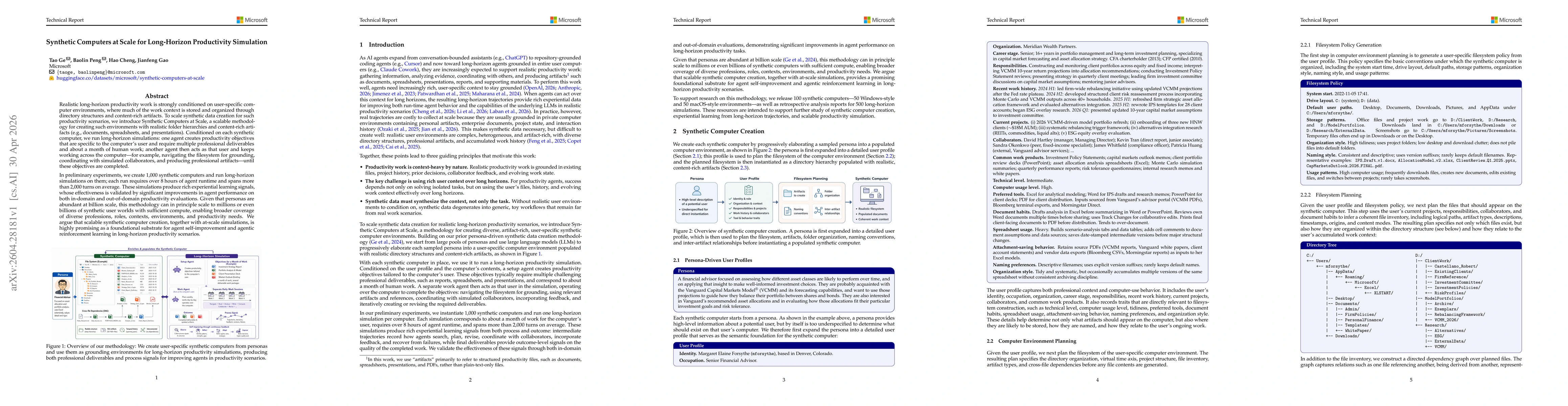 Thumbnail for Synthetic Computers at Scale for Long-Horizon Productivity Simulation