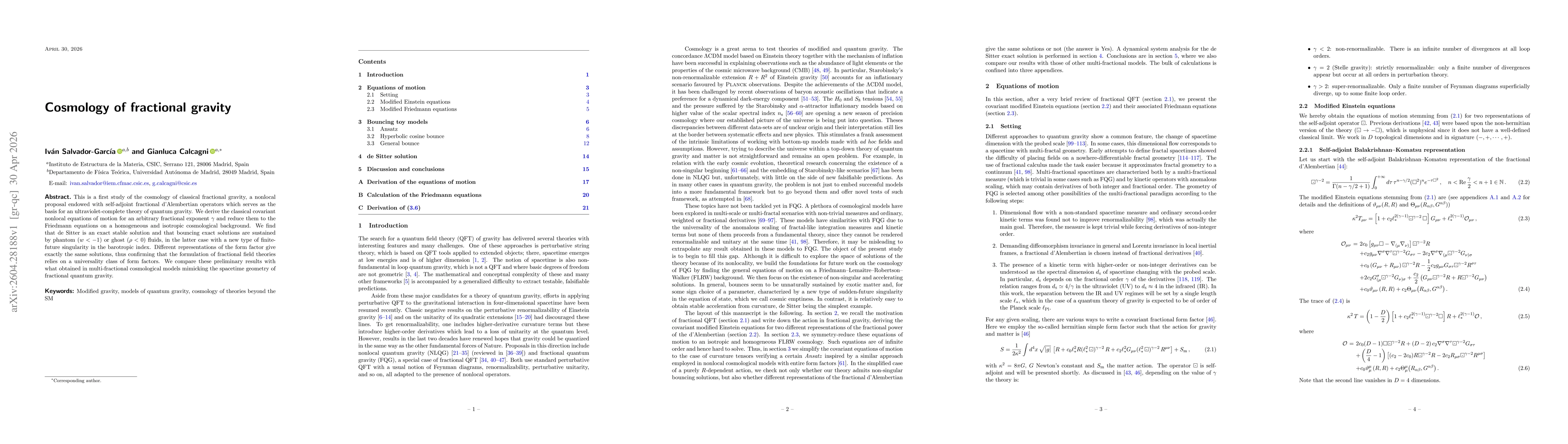 Thumbnail for Cosmology of fractional gravity