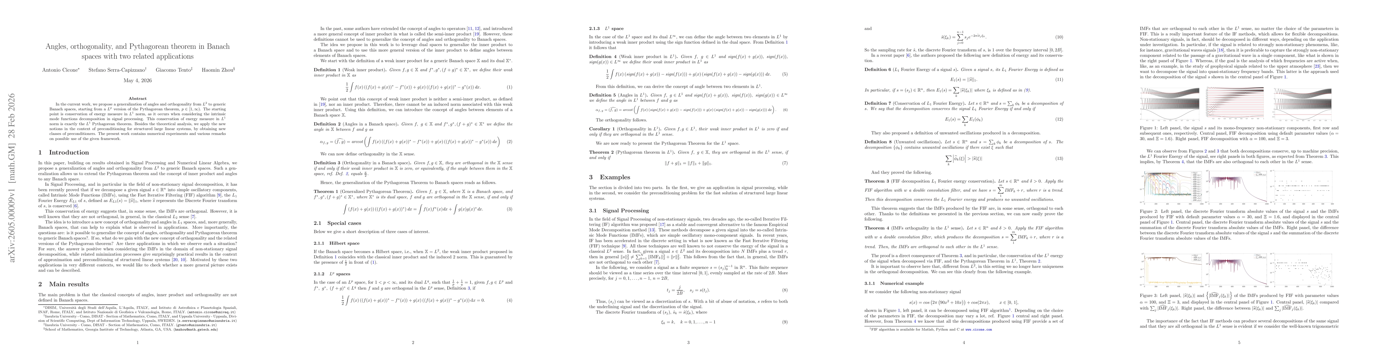 Thumbnail for Angles, orthogonality, and Pythagorean theorem in Banach spaces with two related applications