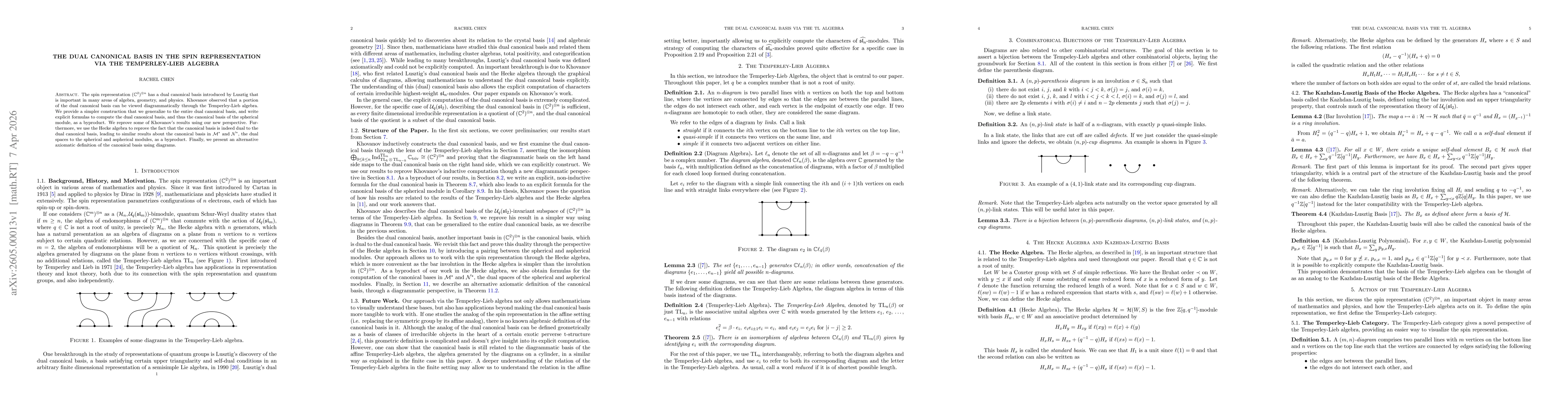 Thumbnail for The Dual Canonical Basis in the Spin Representation via the Temperley-Lieb Algebra