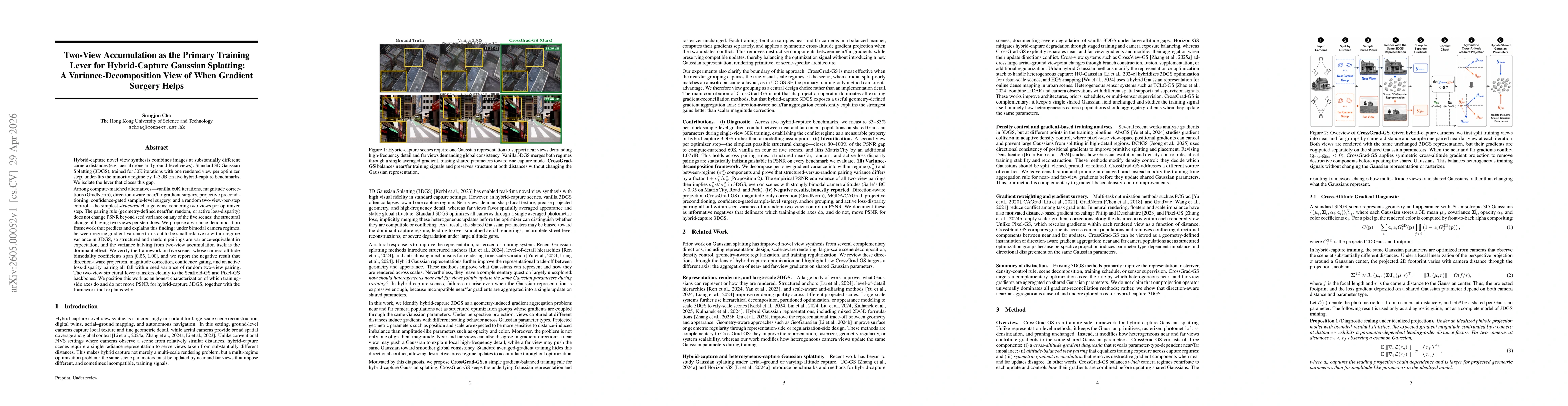 Thumbnail for Two-View Accumulation as the Primary Training Lever for Hybrid-Capture Gaussian Splatting: A Variance-Decomposition View of When Gradient Surgery Helps