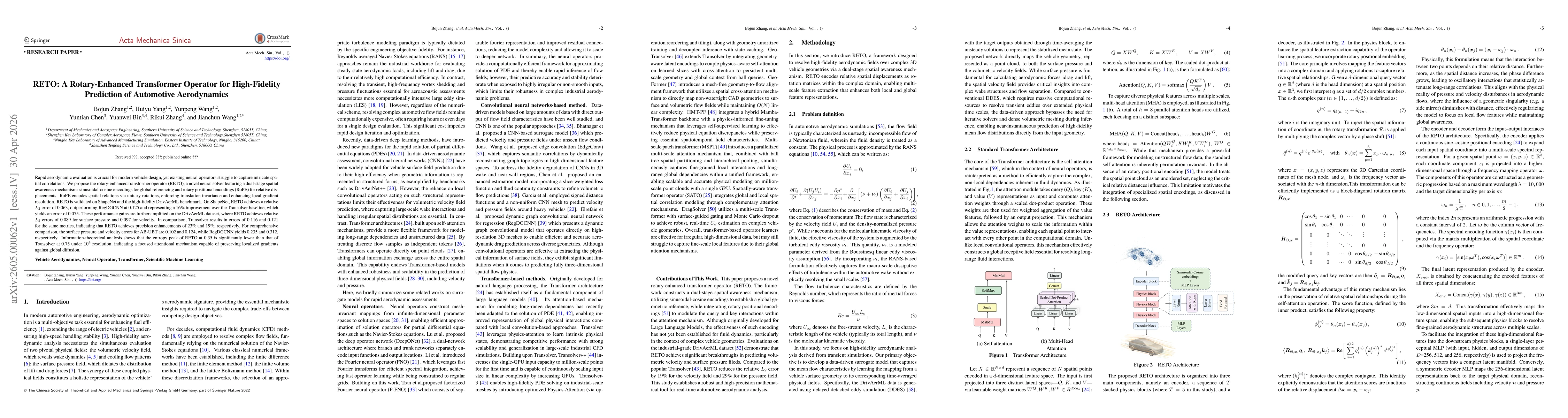 Thumbnail for RETO: A Rotary-Enhanced Transformer Operator for High-Fidelity Prediction of Automotive Aerodynamics