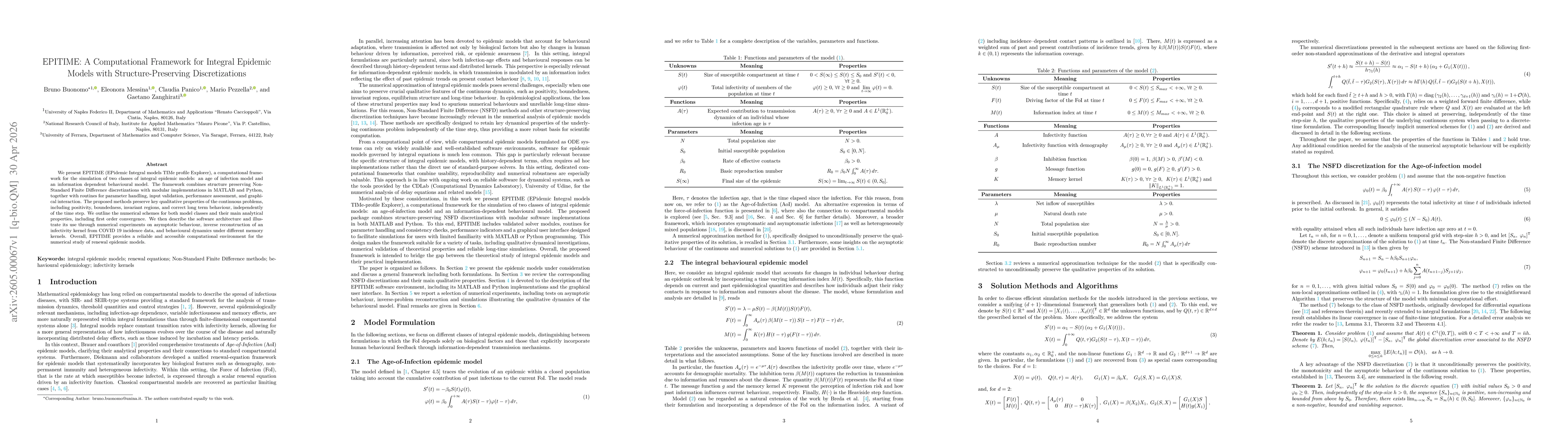 Thumbnail for EPITIME: A Computational Framework for Integral Epidemic Models with Structure-Preserving Discretizations