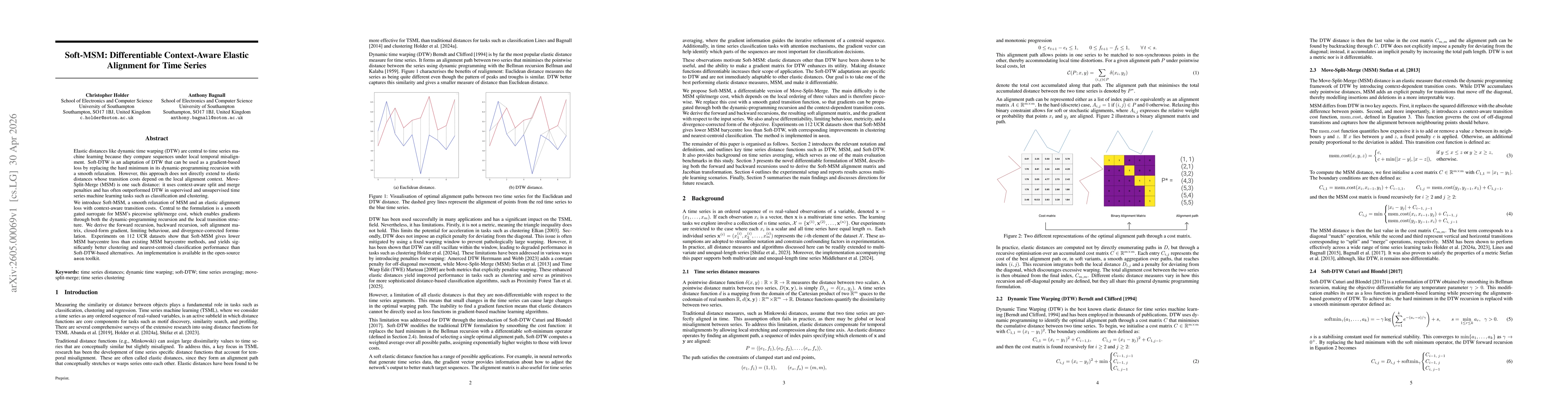 Thumbnail for Soft-MSM: Differentiable Context-Aware Elastic Alignment for Time Series