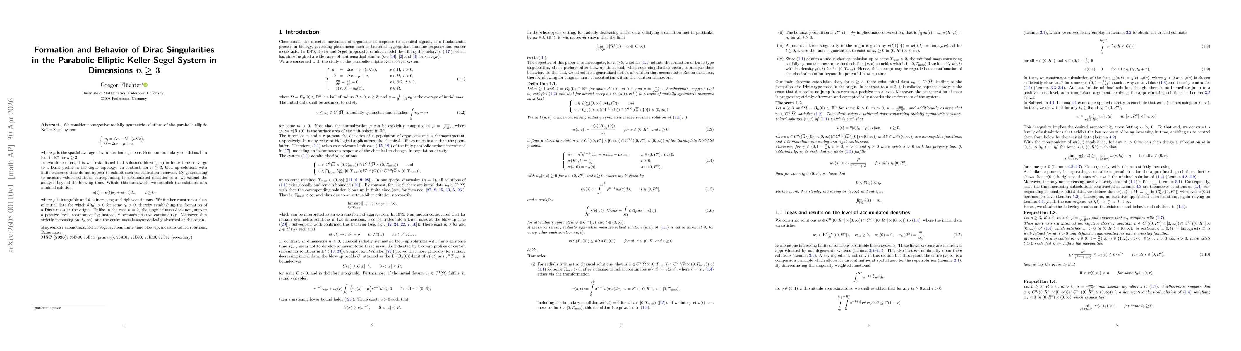Thumbnail for Formation and Behavior of Dirac Singularities in the Parabolic-Elliptic Keller-Segel System in Dimensions $n\geq 3$