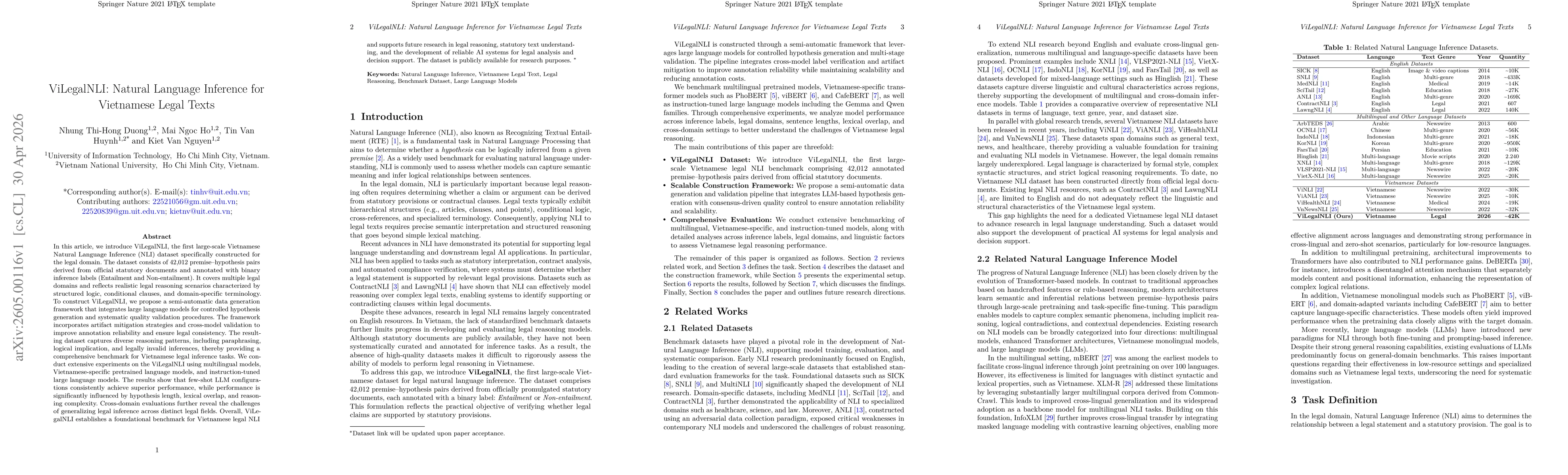 Thumbnail for ViLegalNLI: Natural Language Inference for Vietnamese Legal Texts