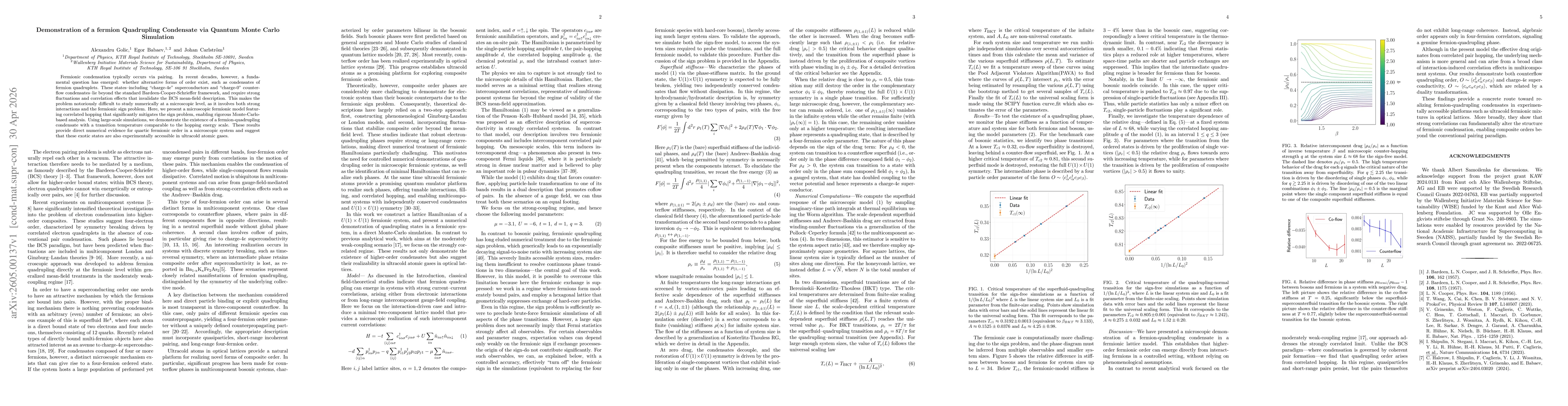 Thumbnail for Demonstration of a fermion Quadrupling Condensate via Quantum Monte Carlo Simulation