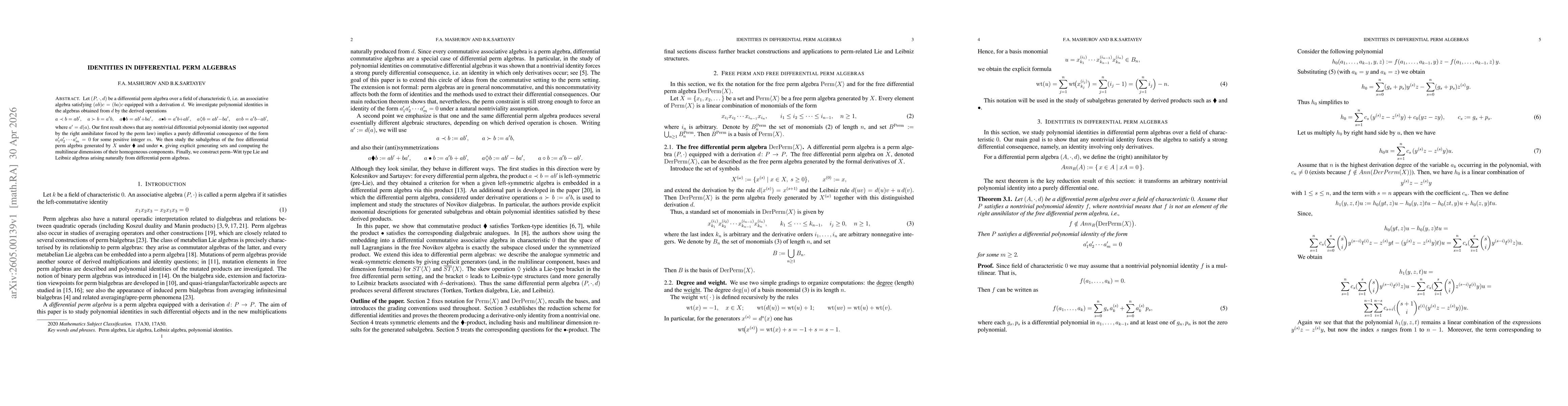 Thumbnail for Identities in differential perm algebras
