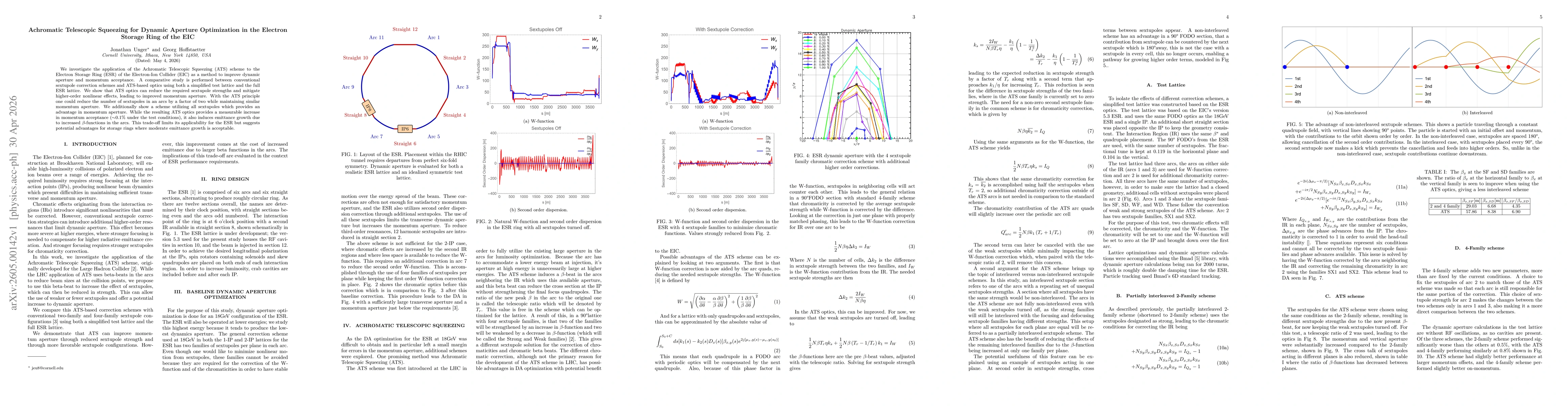 Thumbnail for Achromatic Telescopic Squeezing for Dynamic Aperture Optimization in the Electron Storage Ring of the EIC