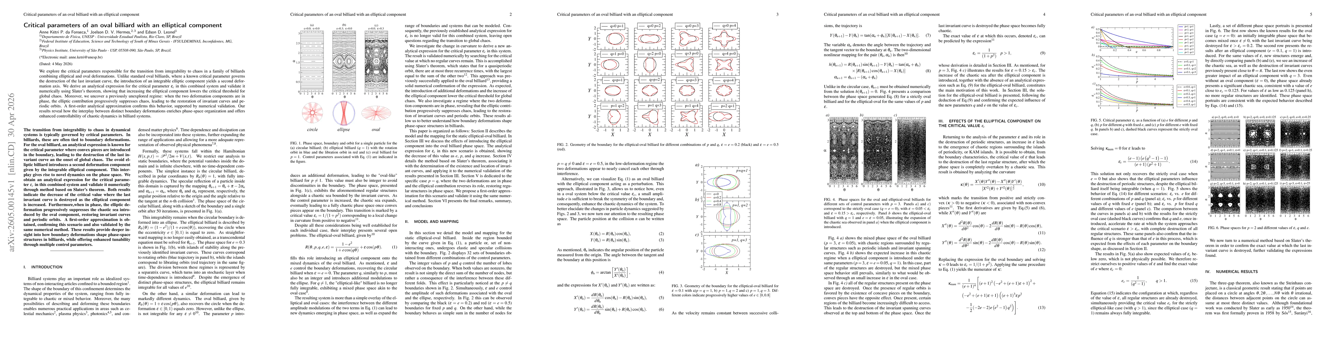 Thumbnail for Critical parameters of an oval billiard with an elliptical component