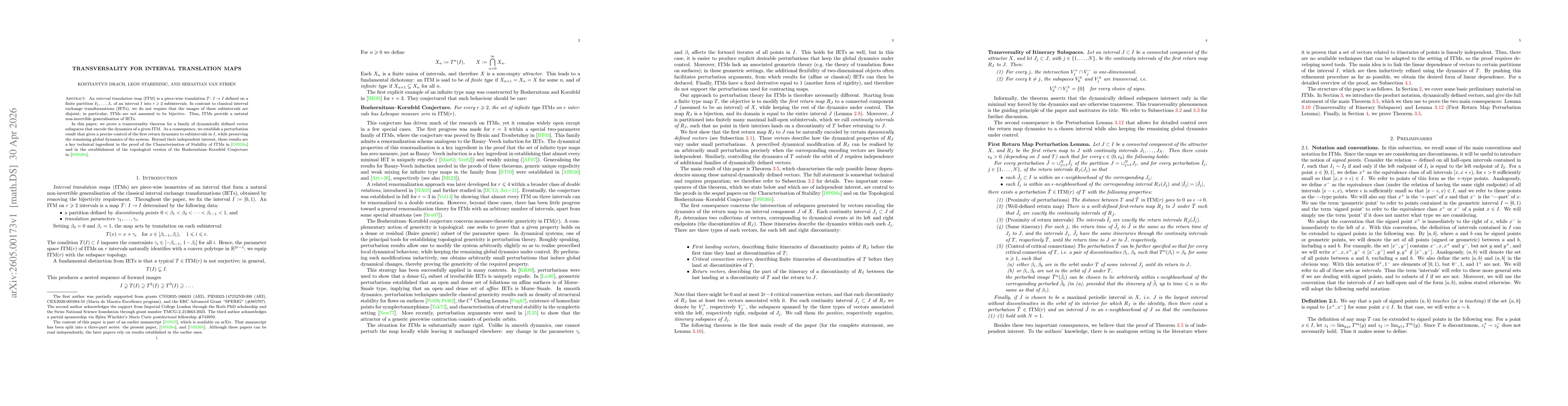 Thumbnail for Transversality for Interval Translation Maps